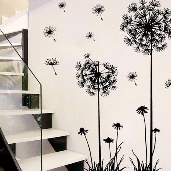 Wall Sticker Black Creative PVC Dandelion Flower