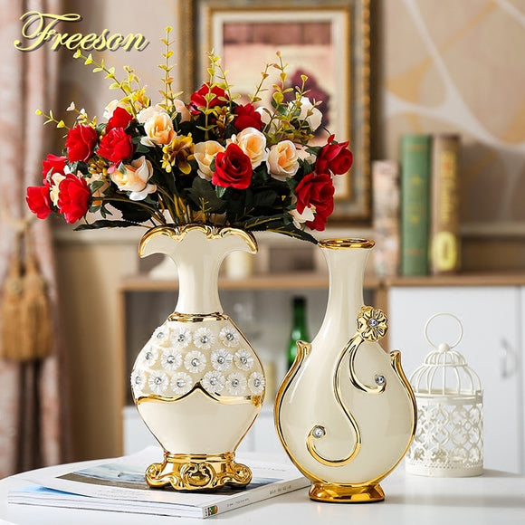 Handpainted Gold Plated Porcelain Vase