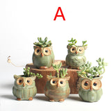 5Pcs Quality Cute Small Owl Shaped Flower Pots Ceramic