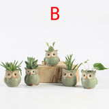 5Pcs Quality Cute Small Owl Shaped Flower Pots Ceramic